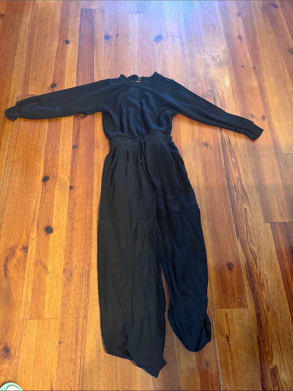 Tiger Friday Kids Black Long-Sleeve One-Piece Jumpsuit with Drawstring Waist